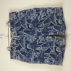 Vilebrequin Swim Shorts Trunks XXL Mens Blue Octopus Lined Drawstring